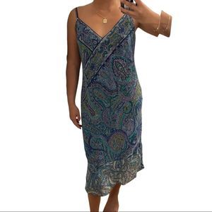 90s paisley slip midi dress
